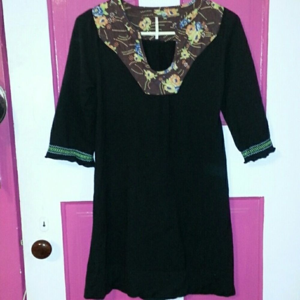 Free People Minidress w Quilted Accent Neckline Lg